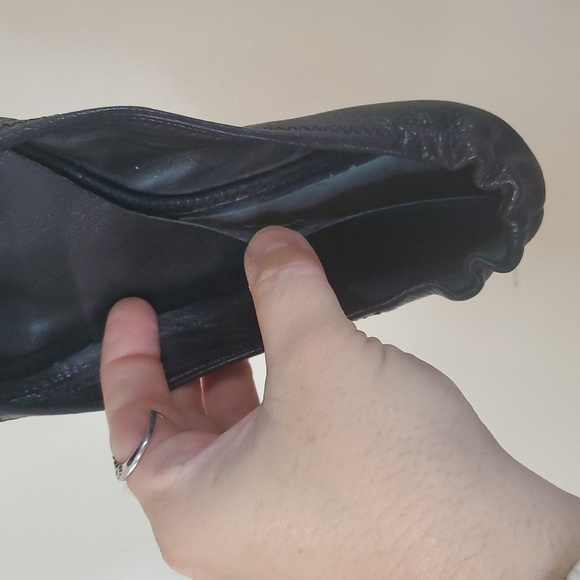 Tory Burch Black Leather Ballet Flats Size 8 Minimalist Preppy Office Attire - Picture 15 of 16